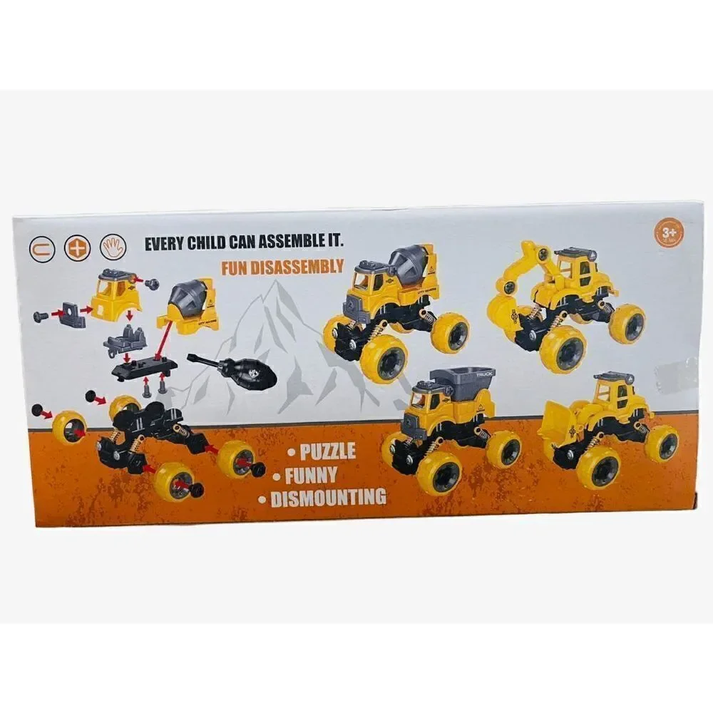 4-in-1 Take Apart Construction Toys for Kids, DIY Assembly Car Trucks w/Electric